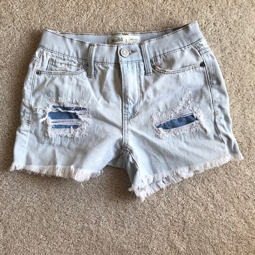 Distressed jean shorts